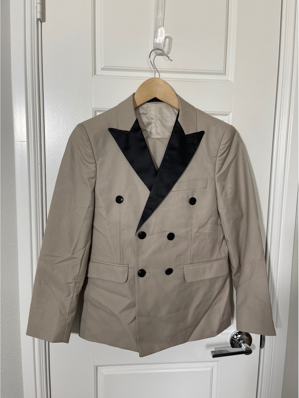 Boys Suits for Kids Size 12 Beige K171 Double Breasted 3 Pieces Notch Lapel